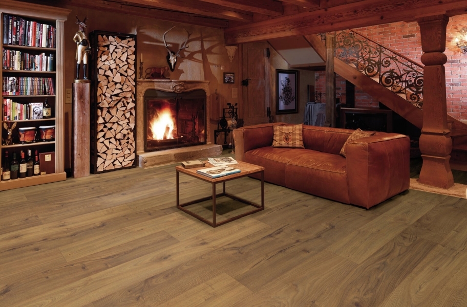 Wide Plank Laminate Floors in a Living room setting