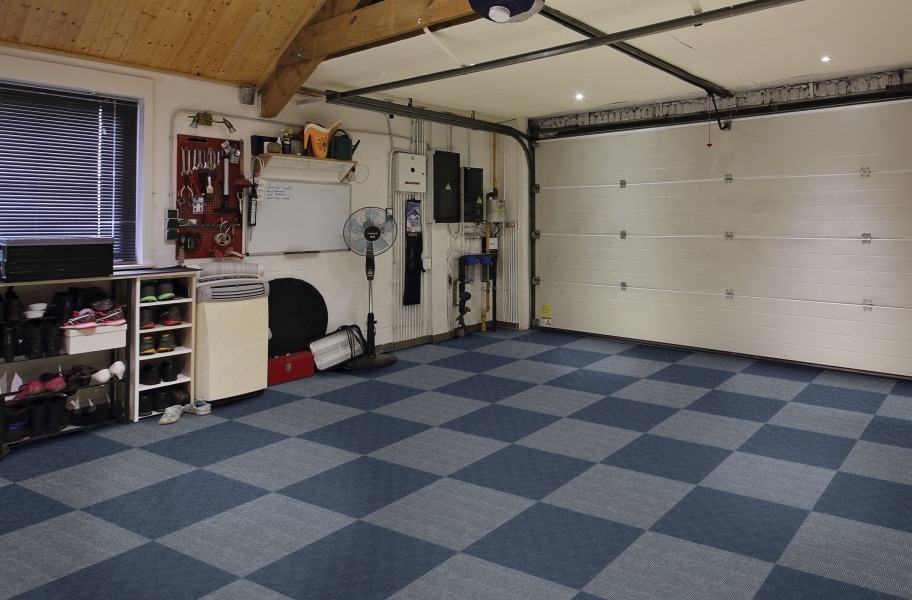 2021 Carpet Trends: Waterproof carpet in a garage setting.